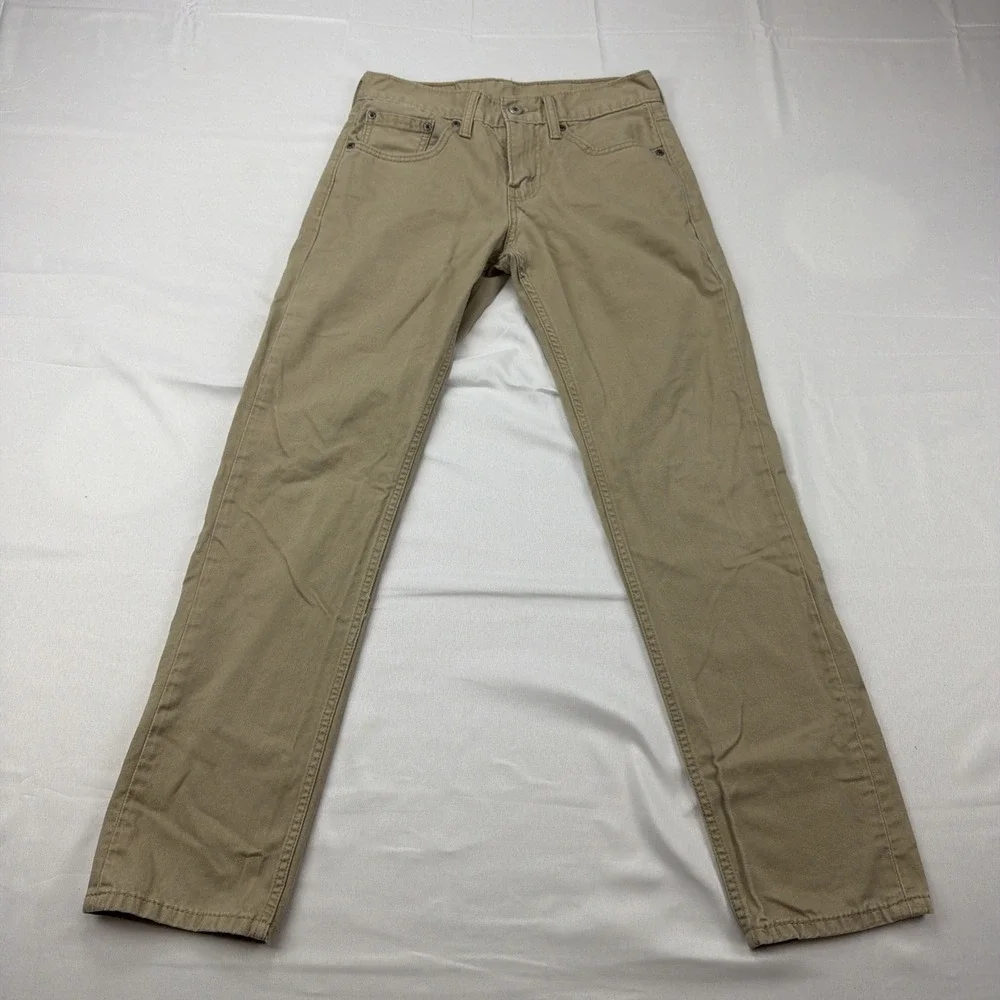 Levis‎ 511 Pants Mens 28x29 Tan Chino Khaki Slim Fit Straight Leg White Tab